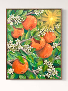 Painting of Oranges growing on a tree