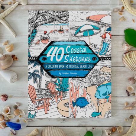 Cover image of coloring book 40 coastal sketches